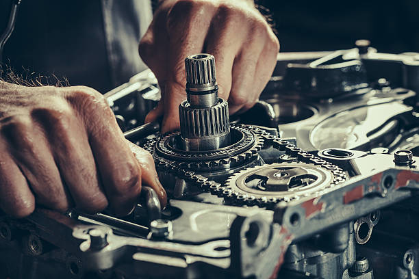 Continuously variable transmission gearbox repair closeup. Stock Photo.